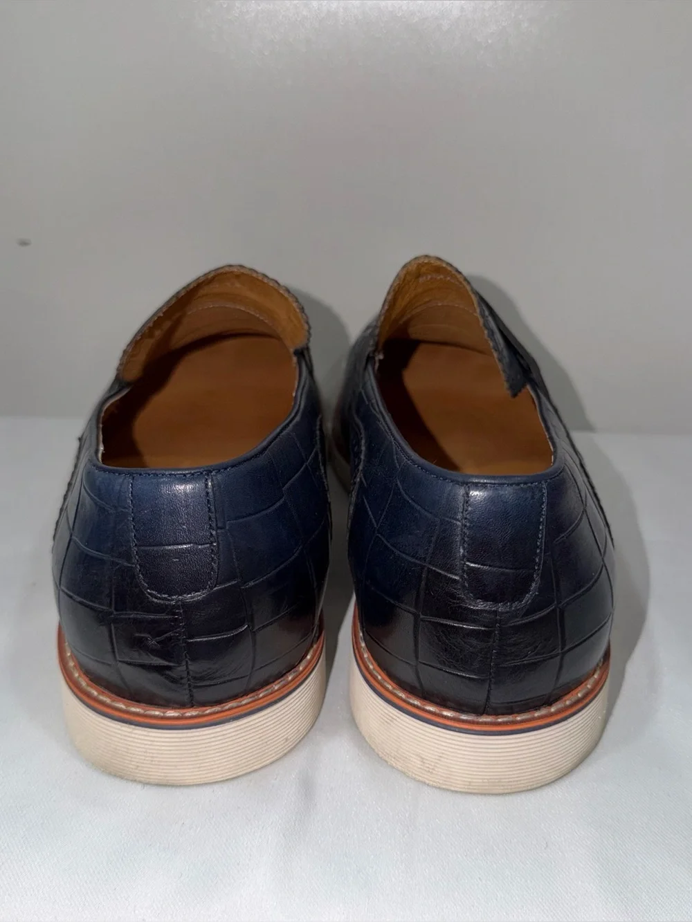 Marc Nolan Branson Mens Blue Leather Wingtip Loafers Shoes